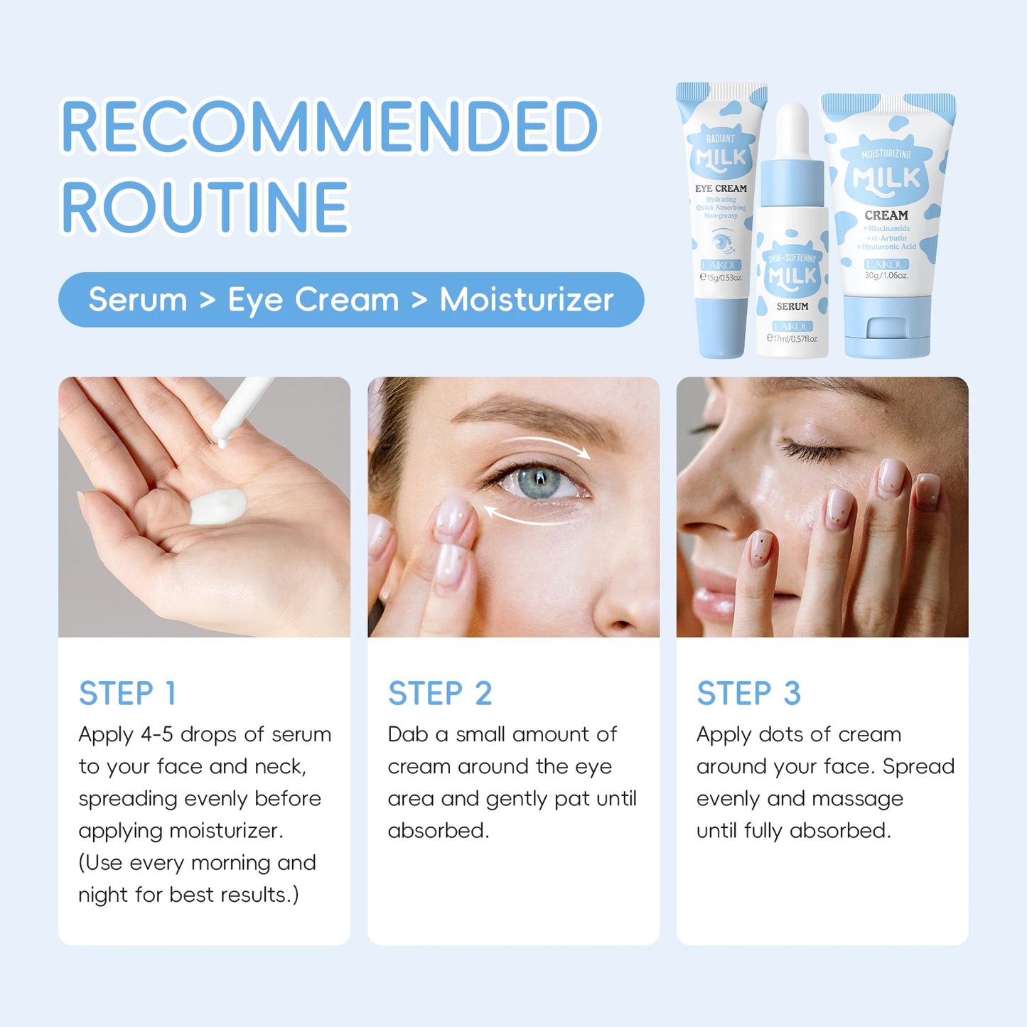 Milk Glow Hydration Set – Serum, Eye Cream & Moisturizer