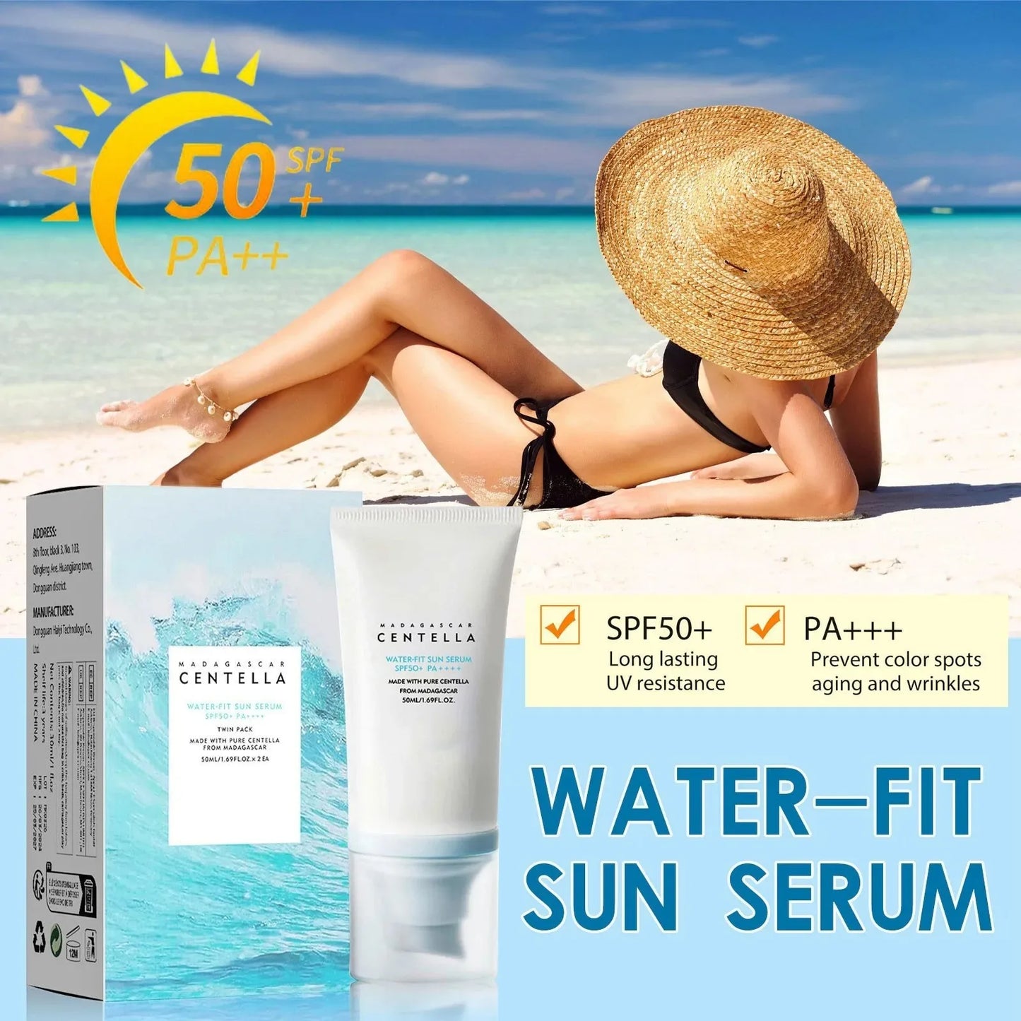 SPF 50+ Centella Hydrating Facial Sunscreen – Lightweight Daily UV Protection
